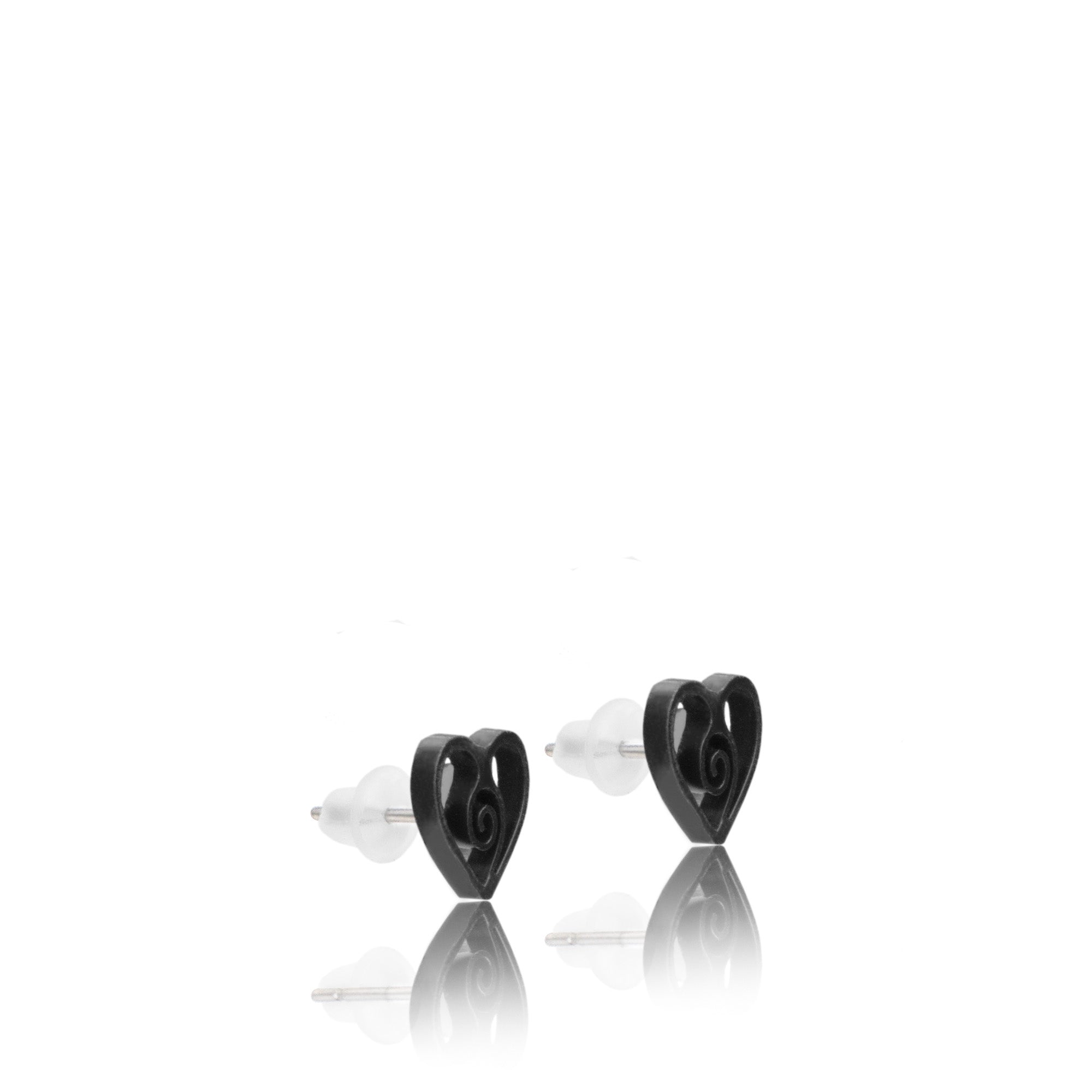 ●SCALETTO● SETSilver925 SDJ001 Mini Black Heart Earrings 925496_alt1.jpg